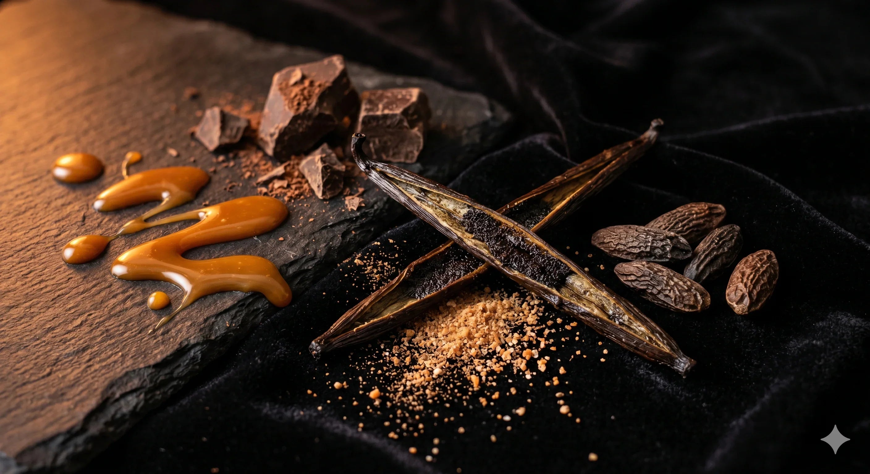 Vaniglia, caramello e cioccolato evocano la sensualità dei profumi dolci gourmand di nicchia de L'Atelier dei Profumi