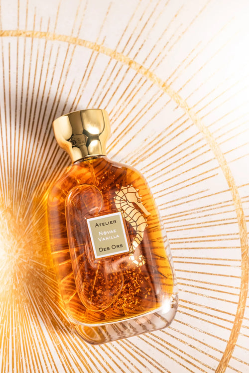 Dettaglio Del Profumo Di Nicchia Atelier Des Ors Novae Vanilla Eau De Parfum 100 Ml Con Piramide Olfattiva Speziata E Vanigliata.