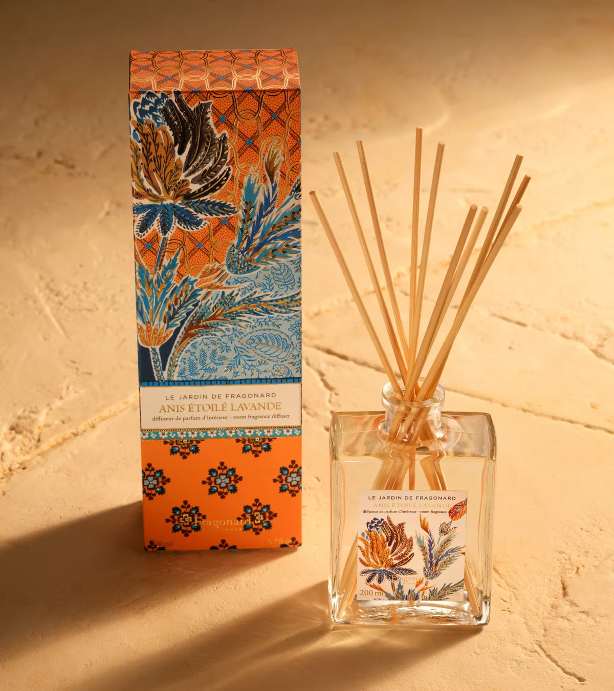 Dettaglio Del Diffusore D Ambiente Fragonard Anis Étoilé Lavande 200 Ml Con Piramide Olfattiva Di Anice Stellato E Lavanda.