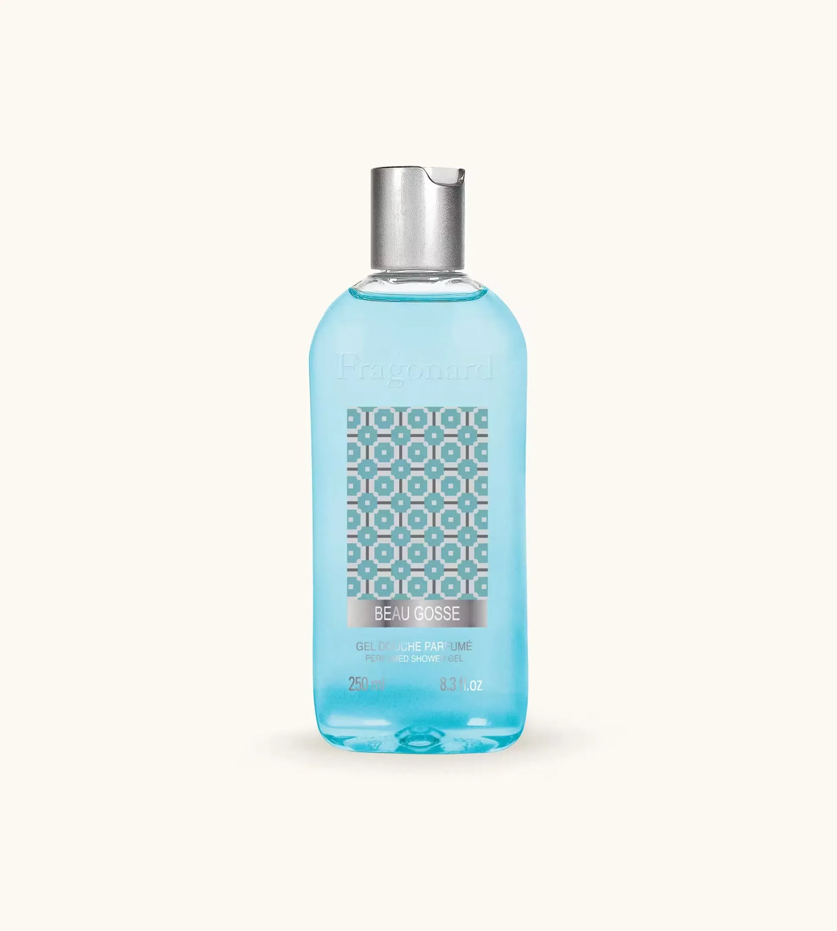 Flacone Di Gel Doccia Fragonard Beau Gosse Su Sfondo Maschile E Speziato.