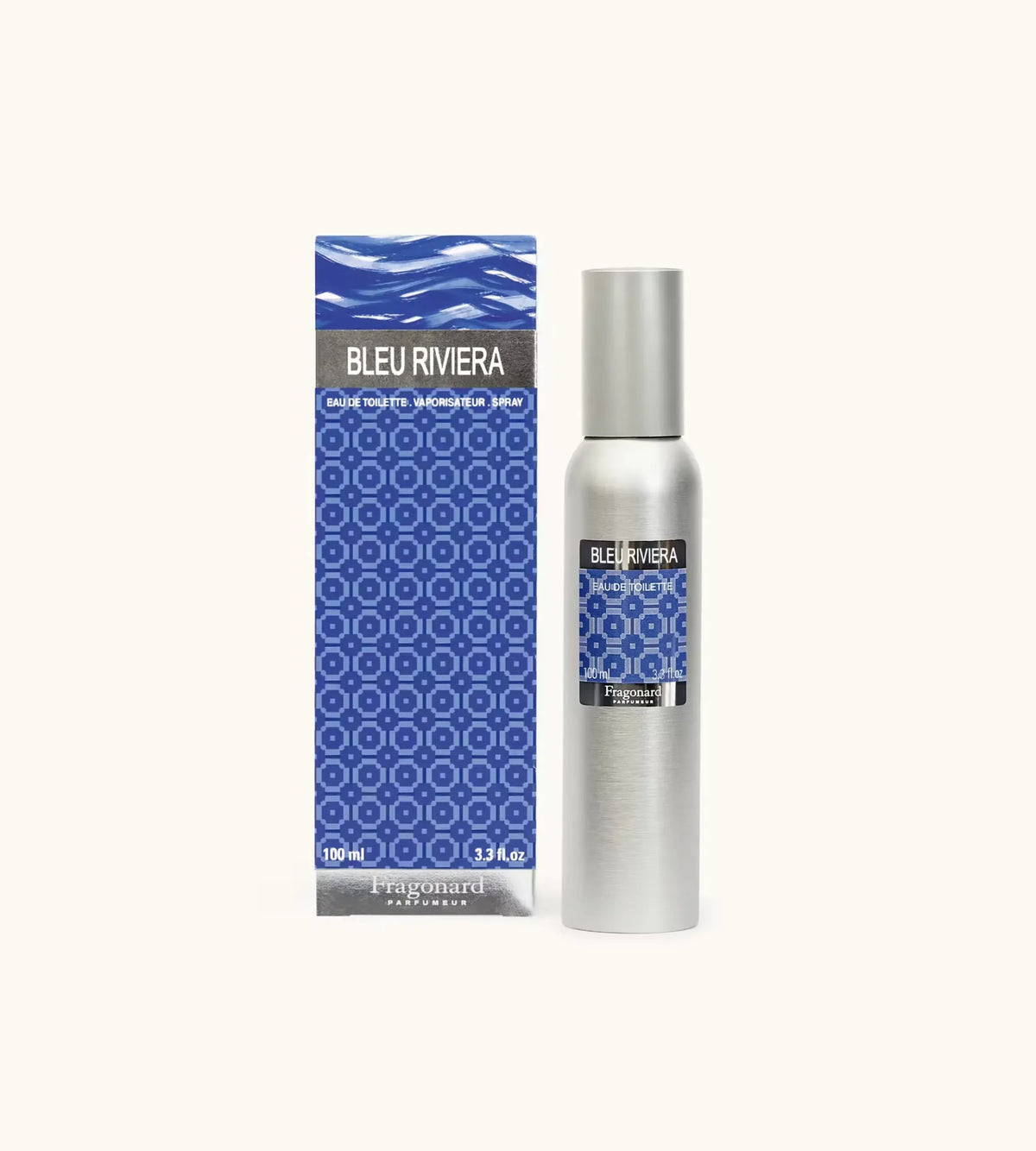 Scatola E Packaging Illustrato Del Profumo Fragonard Bleu Riviera Eau De Toilette 100 Ml.