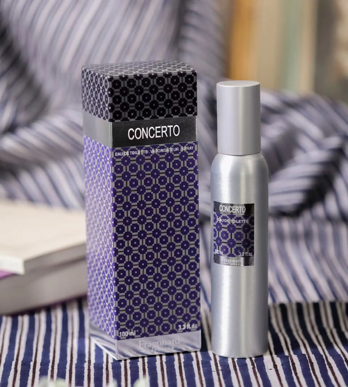 Scatola E Packaging Illustrato Del Profumo Fragonard Concerto Eau De Toilette 100 Ml.