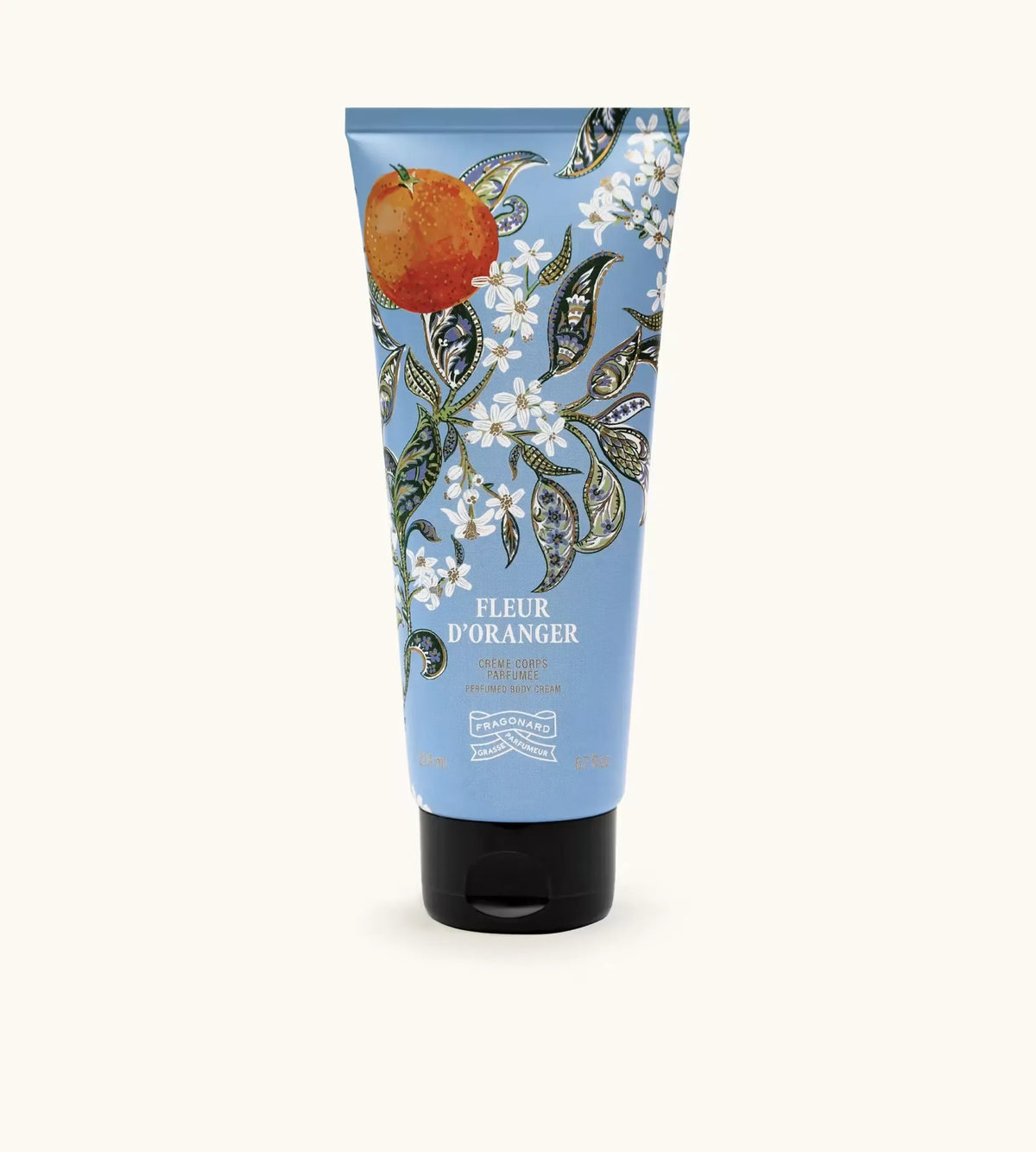 Crema Corpo Fragonard Fleur D Oranger Su Sfondo Con Fiori D Arancio E Agrumi.