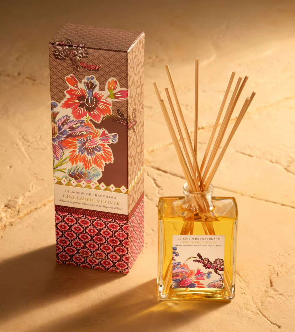 Scatola E Packaging Illustrato Del Diffusore Per Ambienti Fragonard Gingembre Vétiver 200 Ml.