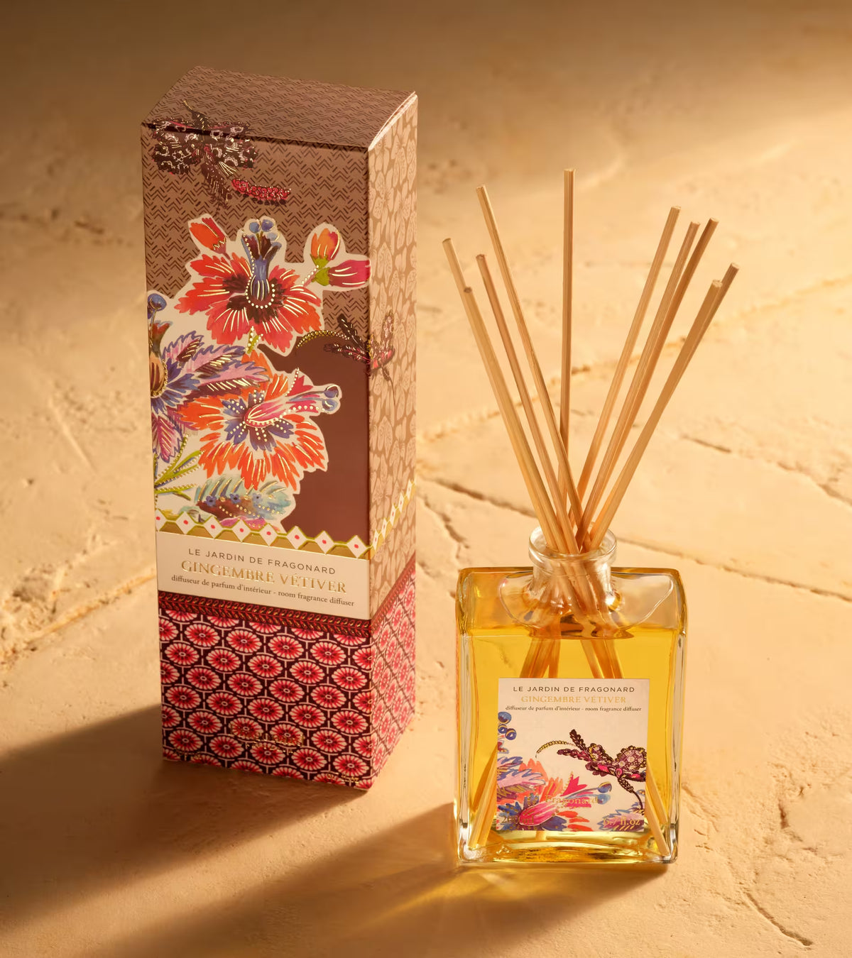 Scatola E Packaging Illustrato Del Diffusore Per Ambienti Fragonard Gingembre Vétiver 200 Ml.