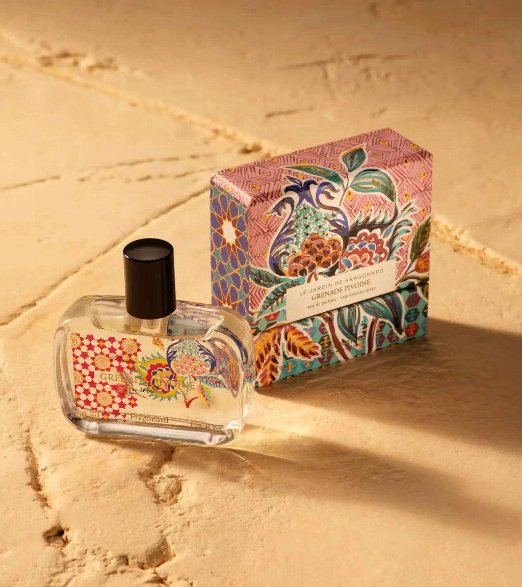 Scatola E Packaging Illustrato Del Profumo Fragonard Grenade Pivoine Eau De Parfum 50 Ml.