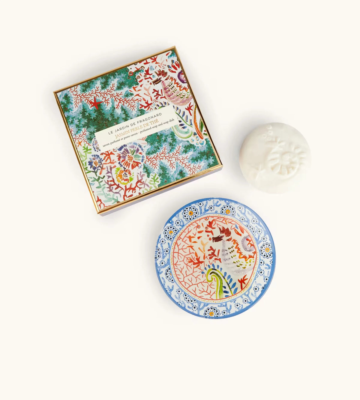 Scatola E Packaging Illustrato Del Sapone Profumato Fragonard Jasmin Perle De Thé.