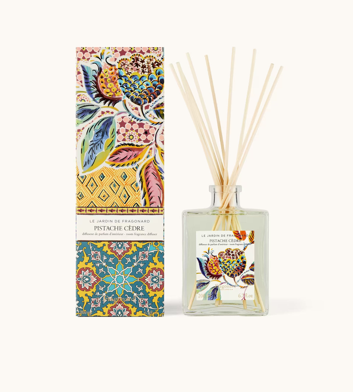Scatola E Packaging Illustrato Del Diffusore Per Ambienti Fragonard Pistache Cèdre 200 Ml.