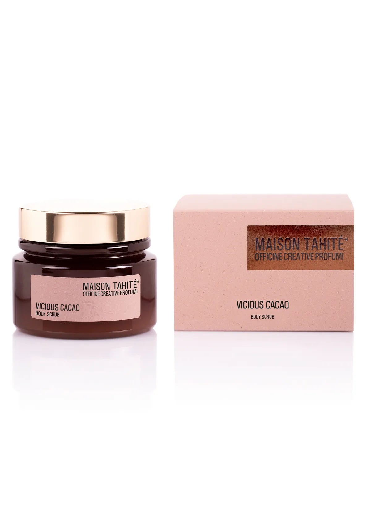 Confezione originale scrub corpo Maison Tahité Vicious Cacao - L'Atelier dei Profumi