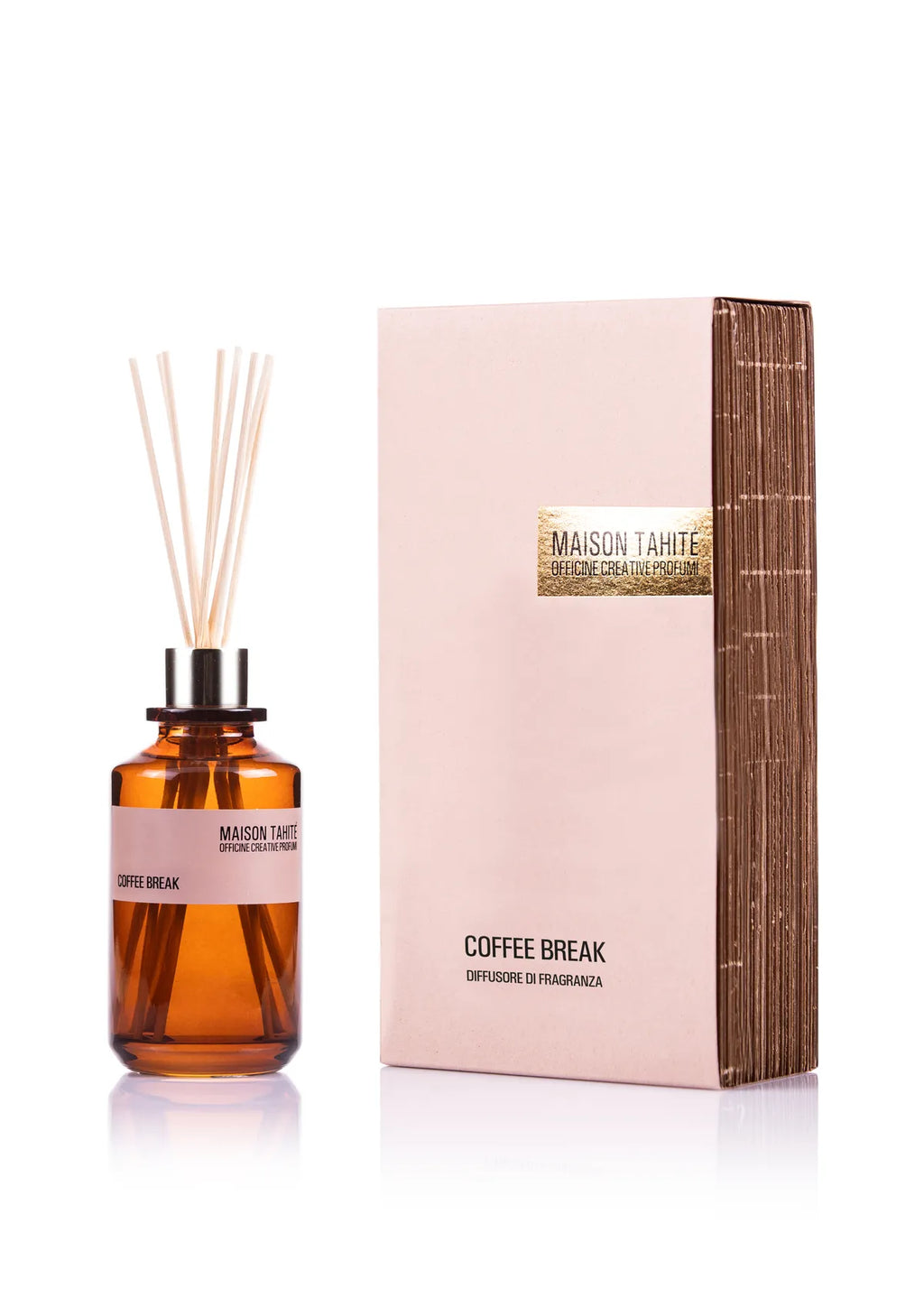 Confezione originale e flacone del diffusore Maison Tahité Coffee Break - L'Atelier dei Profumi