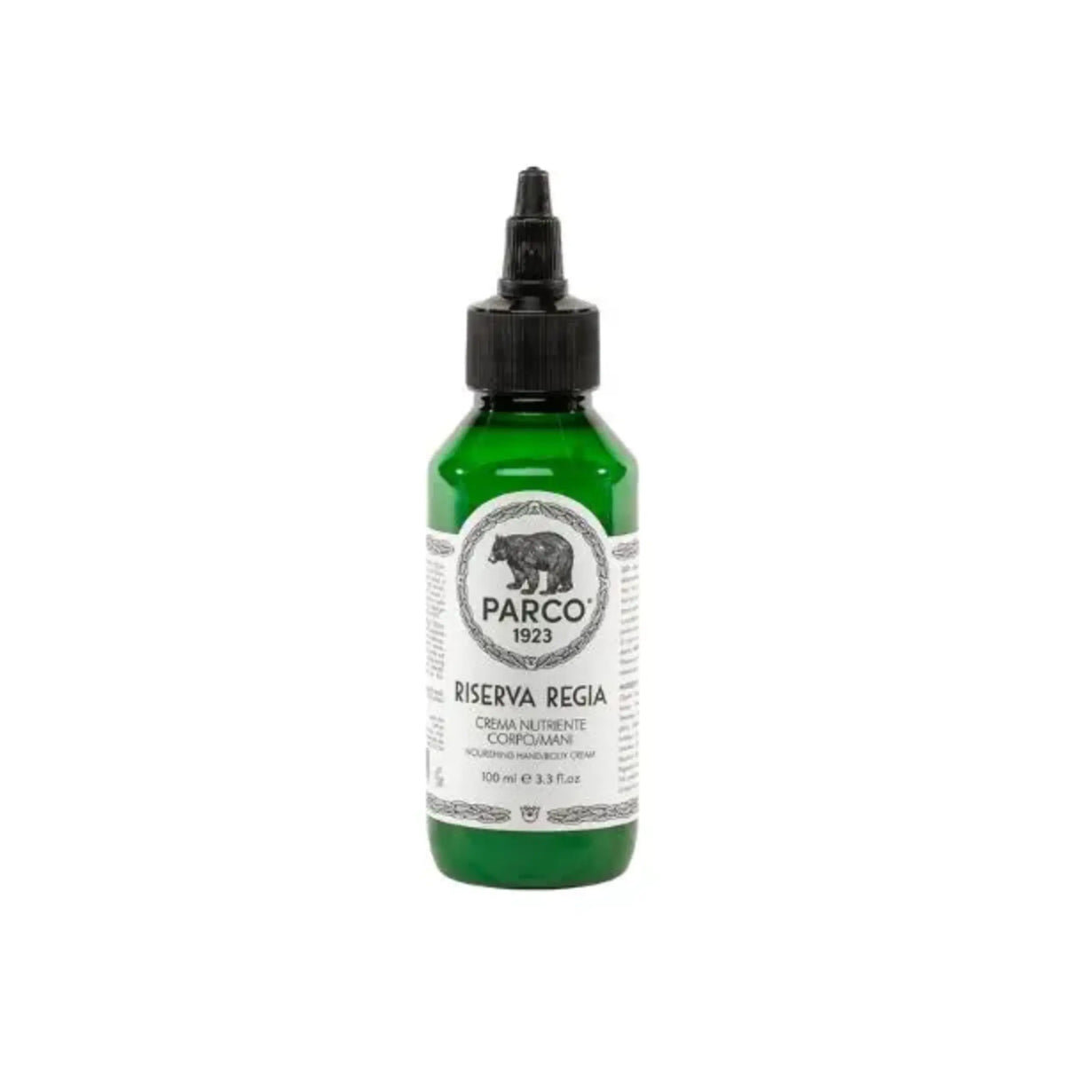 Crema Nutriente Corpo E Mani Parco 1923 Riserva Regia 100 Ml Su Sfondo Naturale E Botanico.