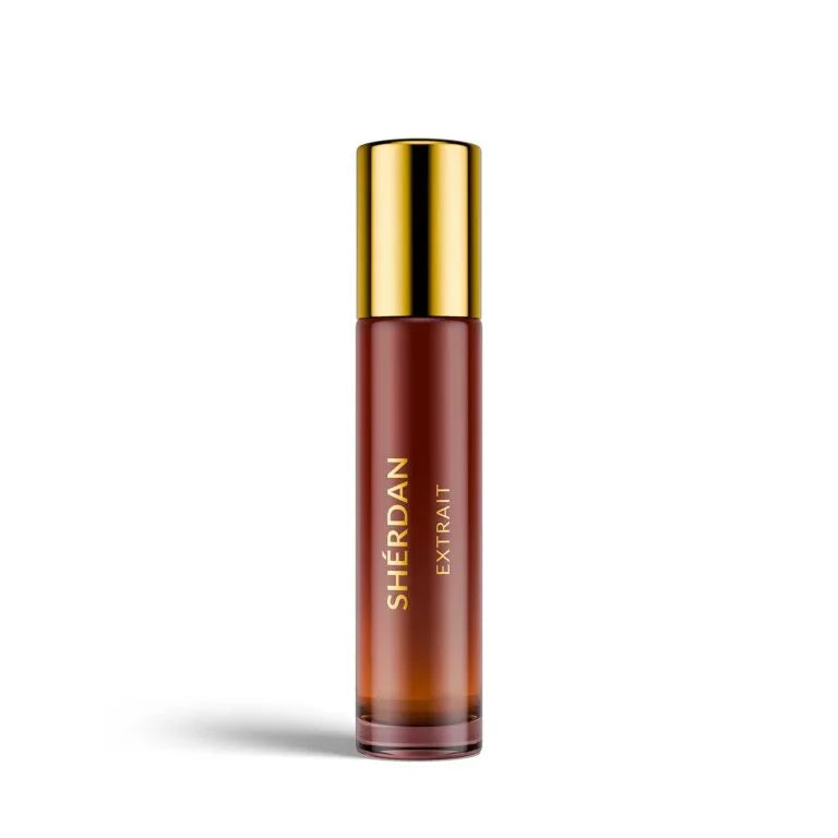 Flacone Di Profumo Officina Delle Essenze Sherdan Extrait De Parfum 10 Ml Su Sfondo Intenso E Misterioso.