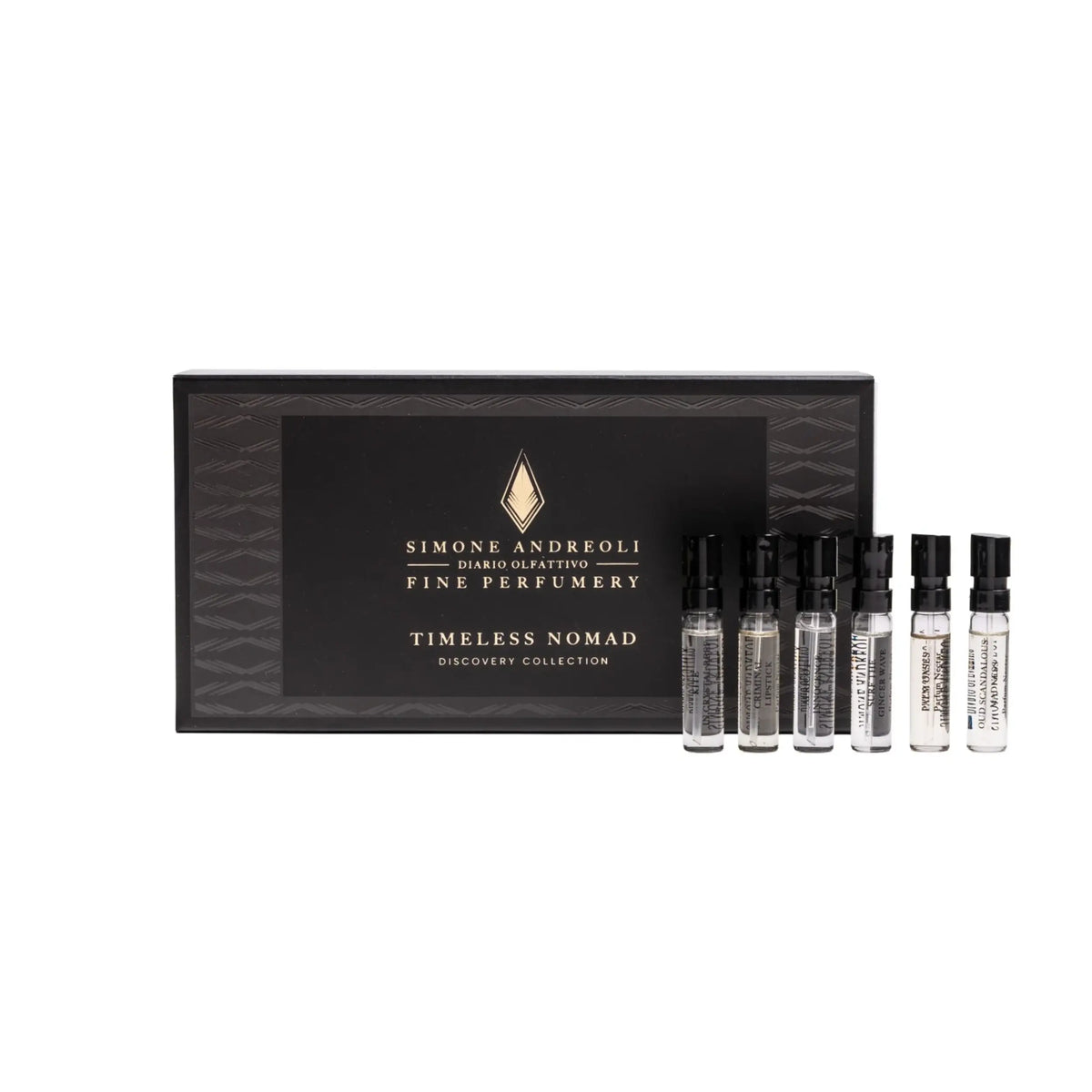 Discovery Kit Simone Andreoli Timeless Nomad Con Selezione Di Campioni Su Sfondo Lussuoso.