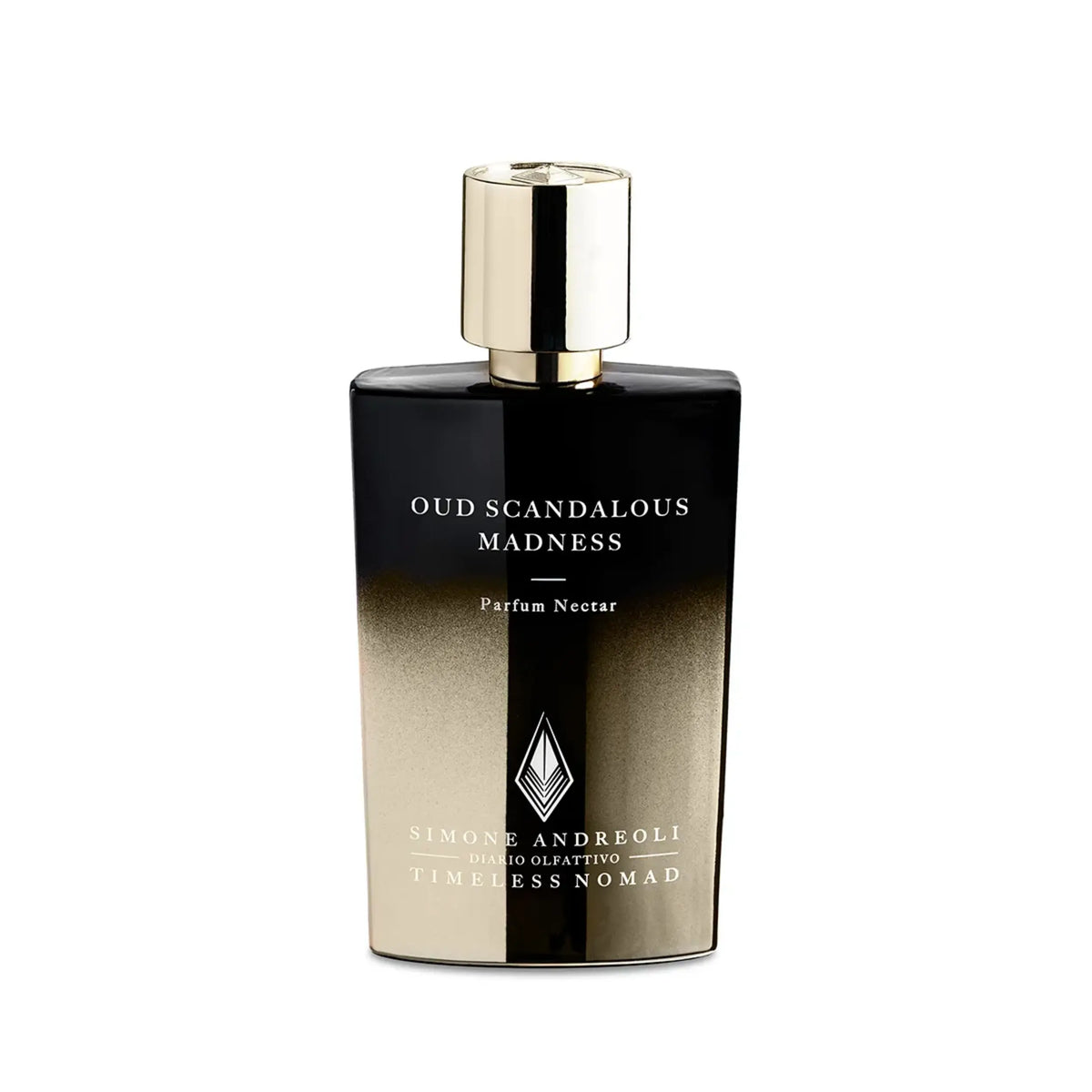 Flacone Di Profumo Simone Andreoli Oud Scandalous Madness Extrait De Parfum 50 Ml Su Sfondo Lussuoso E Intenso.