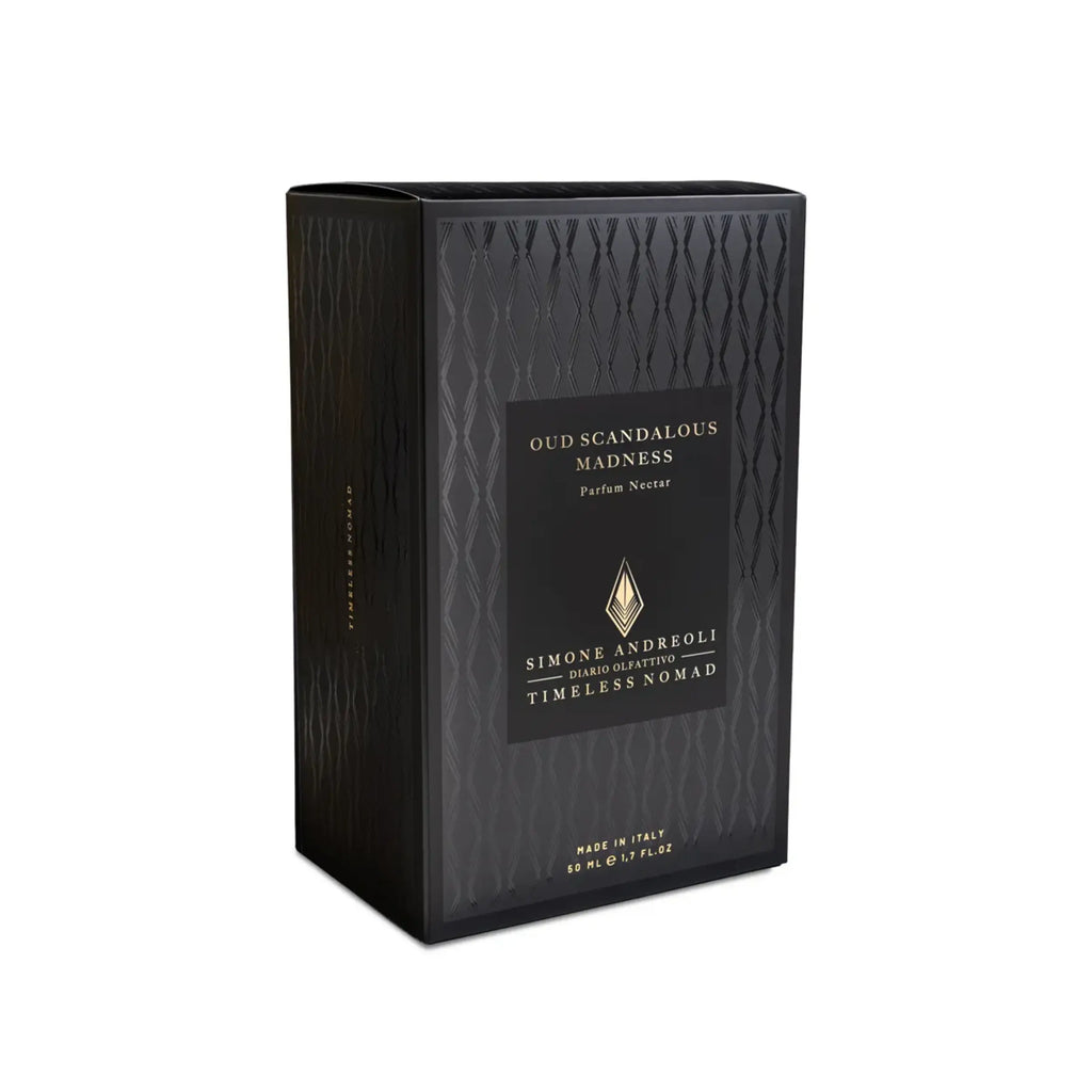 Scatola E Packaging Di Lusso Del Profumo Simone Andreoli Oud Scandalous Madness Extrait De Parfum 50 Ml.