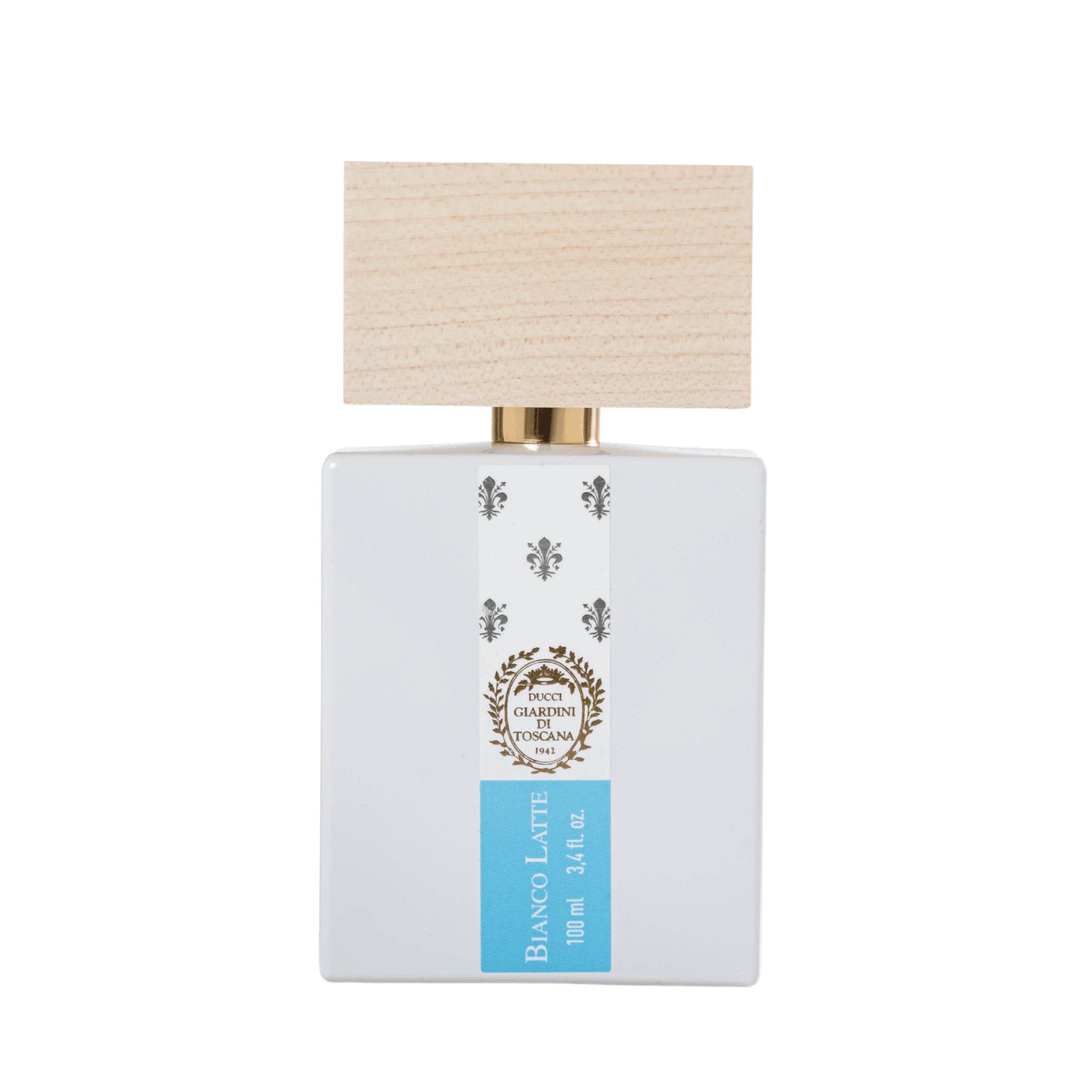 Foto frontale del flacone di profumo Bianco Latte di Giardini di Toscana Eau de Parfum. | L'Atelier Dei Profumi
