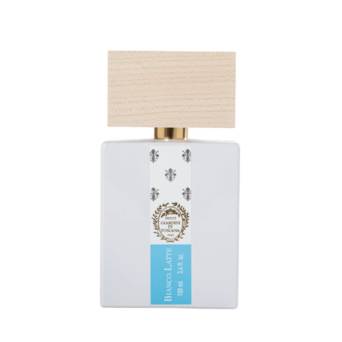Foto frontale del flacone di profumo Bianco Latte di Giardini di Toscana Eau de Parfum. | L'Atelier Dei Profumi