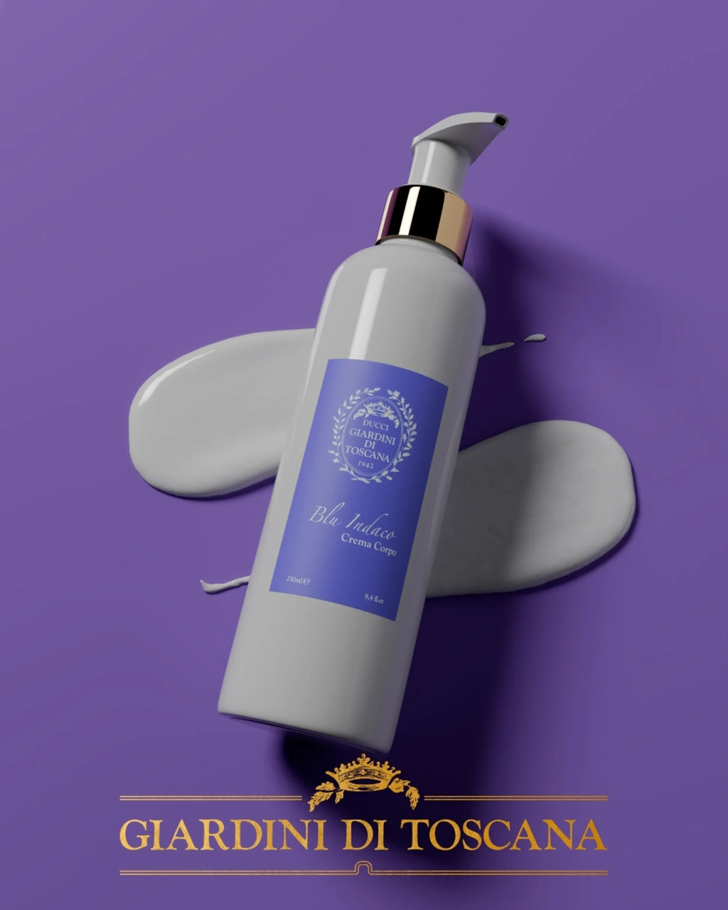 Inquadratura ravvicinata della texture ricca e raffinata della crema corpo Blu Indaco | L'Atelier dei Profumi