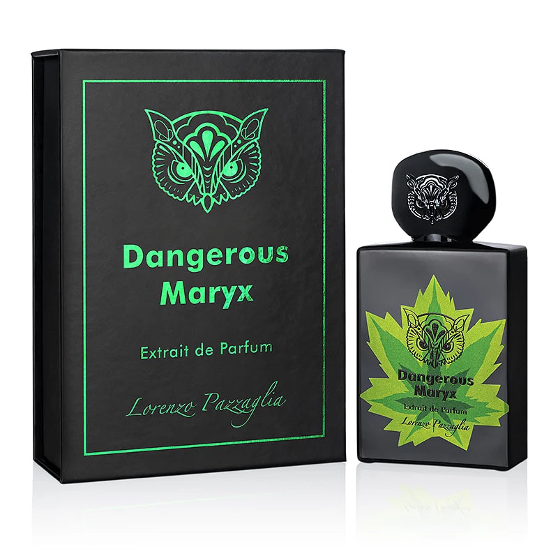 Lorenzo Pazzaglia Dangerous Maryx Extrait de Parfum: foto quadrata del packaging e flacone originale - L'Atelier dei Profumi