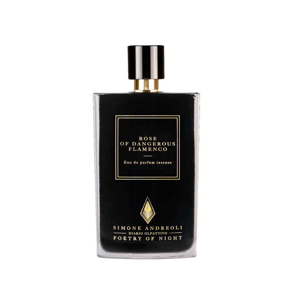 Simone Andreoli Rose of Dangerous Flamenco: flacone della fragranza alla rosa e oud - L'Atelier dei Profumi